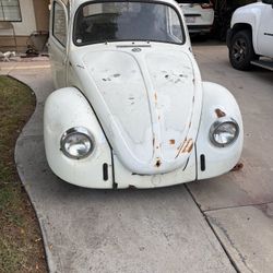 1968 Beetle Volkswagen Bug White - Engine Is There 