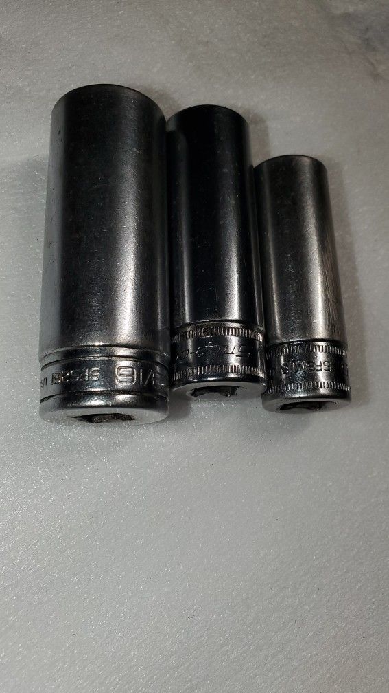 Snap-on 13/16 , 17mm , 16mm SFS 3/8 " Drive Deep 6 - Point Flank Sockets
