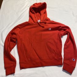 Champion Red hooded hoodie Sweater junior women small A009