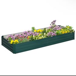 New in box Galvanized Raised Garden Bed, 8' x 3' x 1' Metal Planter Box, for Growing Vegetables, Flowers, Herbs, Succulents, Green( 845-518gn)