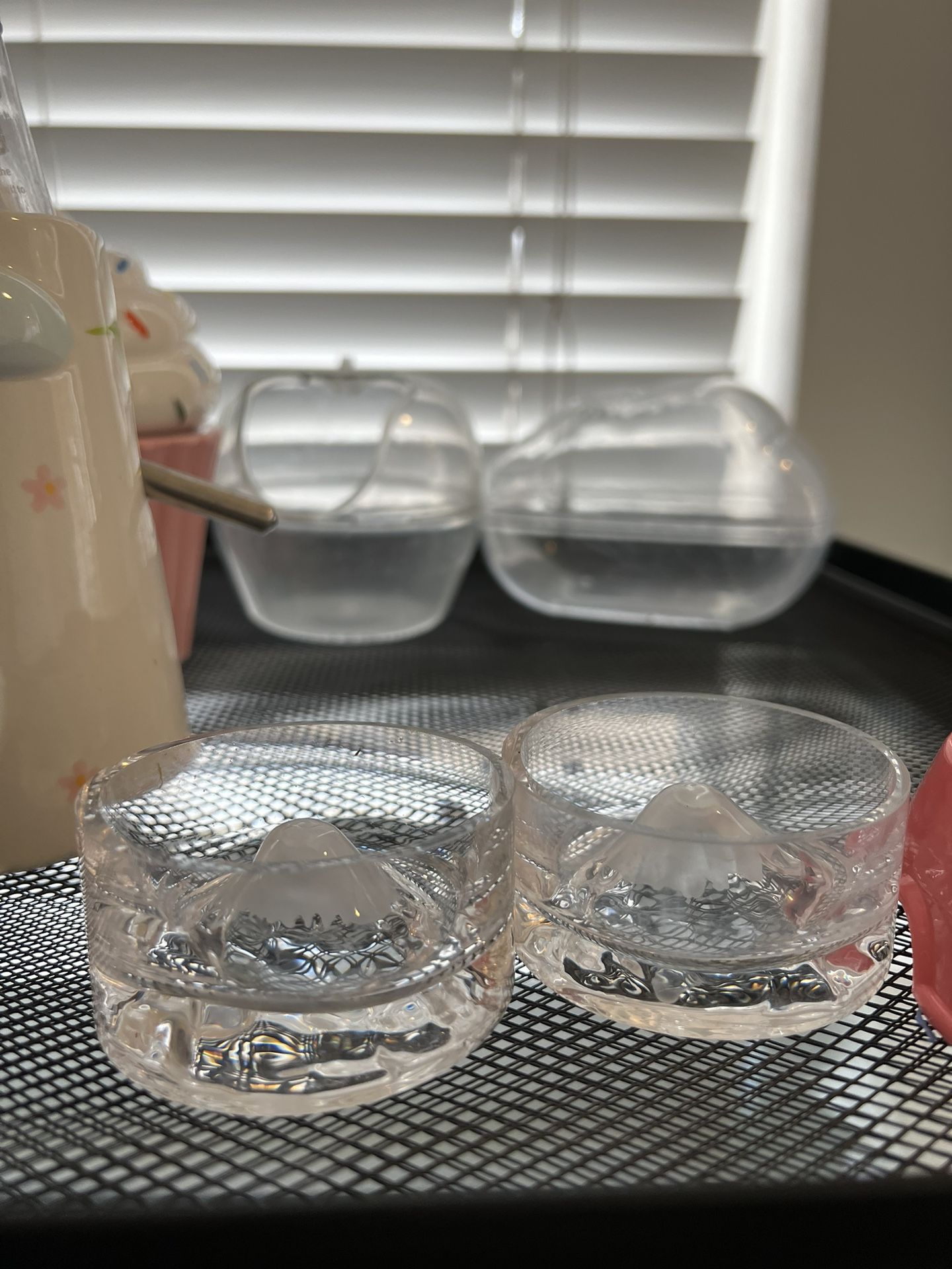 Niteangel Hamster Feeding & Water Bowls: - Mount Fuji Series Glass Drinking Bowls for Dwarf Syrian Hamsters Gerbils Mice Rats or Other Similar-Sized S