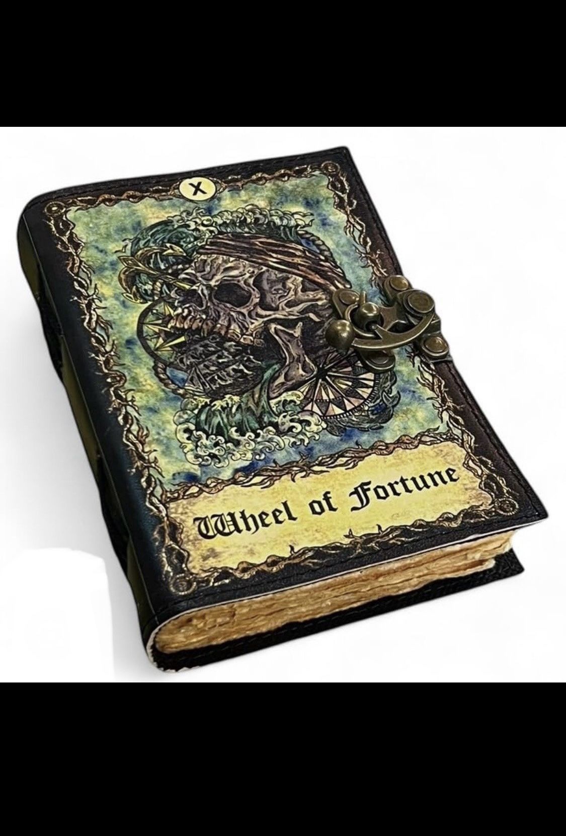 Leather Bound Cuirte 200+ Deckle Edge Pages Wheel Of Fortune Journal