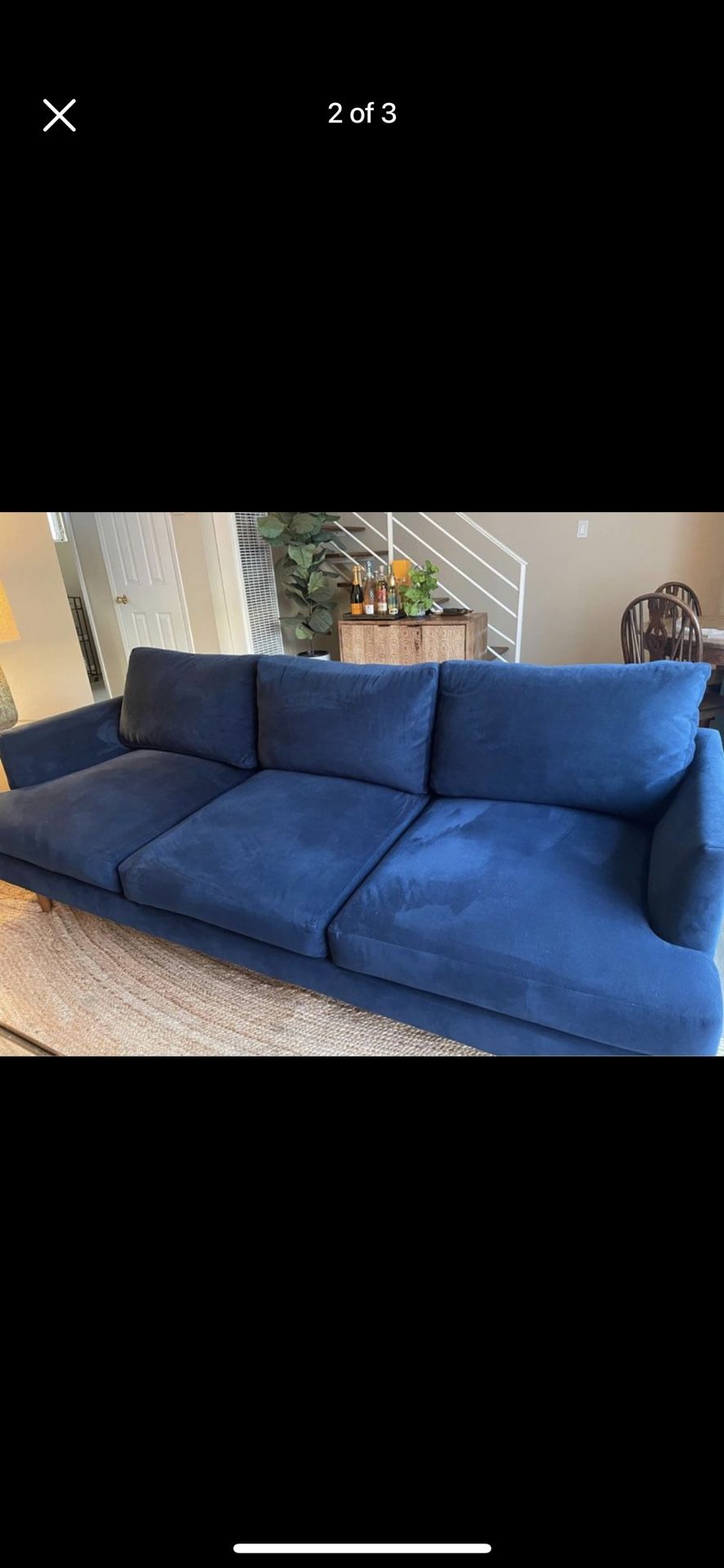 West Elm Blue Velvet Couch