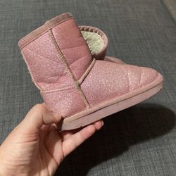 Toddler Pink Glitter Boots-Size 7/8