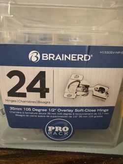 HINGES : Brainerd 35mm 105 degree 1/2” overlay soft close hinges
