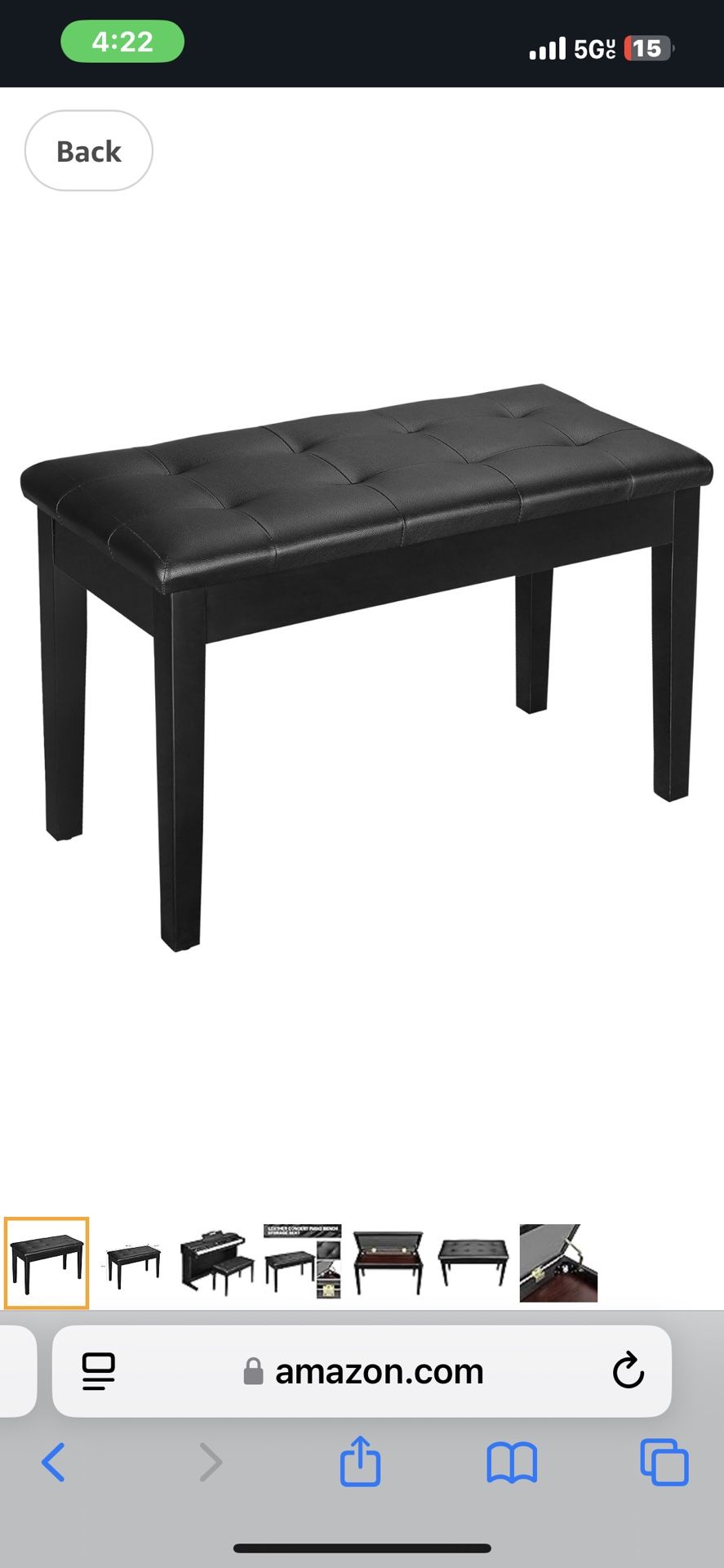 Lagrima Piano Bench With Storage NEW