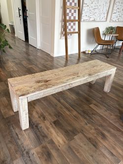 Hard Wood Distressed Bench 60” By 18” Tall 16” Wide 