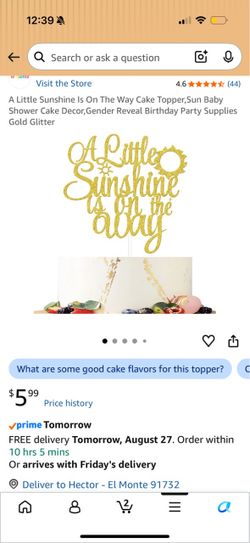 A Little Sunshine Is On The Way Cake Topper,Sun Baby Shower Cake Decor, Gender Reveal Birthday Party Supplies Gold Glitter