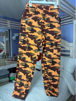 Orange Camo Cargo Pants with Zipper Pockets