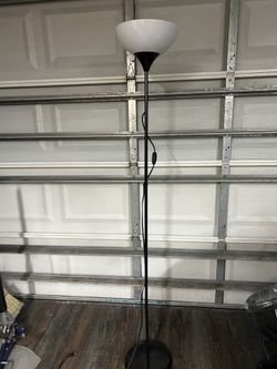Black metal, tall floor lamp