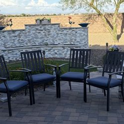 Outdoor Aluminum Stackable Arm Chairs (4)