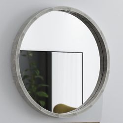 NEW 24" Grey Wood Round Mirror -Circle Mirror for Home Decor - $80 Retail 