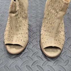 Restricted Peep Toe Wedge Boots Suede