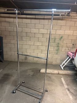 Chrome Rolling Double Clothing Rack