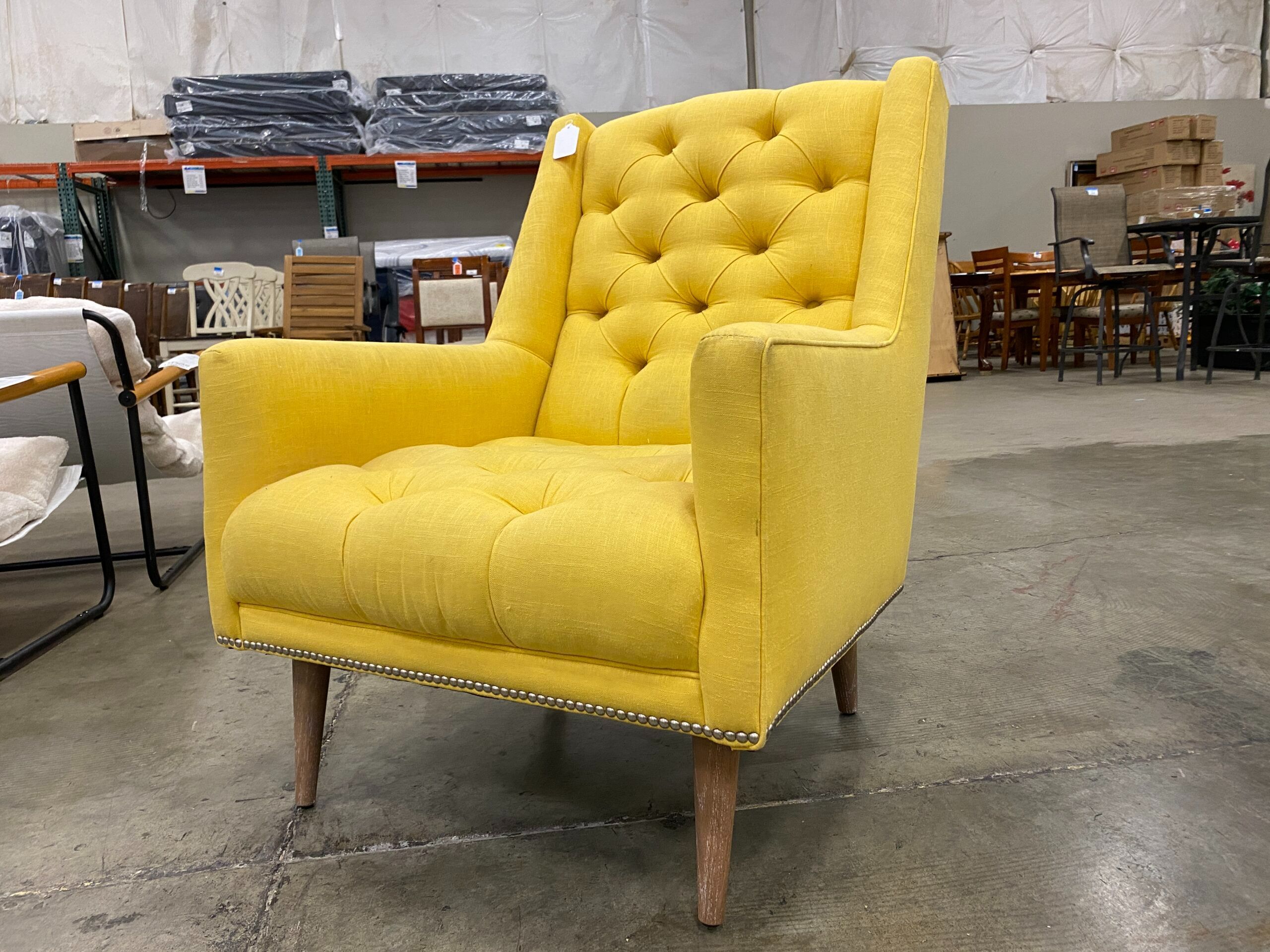 Yellow Tufted Accent Chair