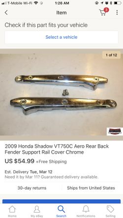 Honda shadow 750 vt750 Parts Aero chrome fender rail
