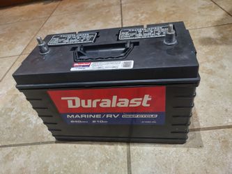Like New BATTERY 5/2024 - STARTING - GROUP: 31 Marine Deepcycle/RV Duralast Dc-DL- 12V - CCA: 840.  $80 cash.