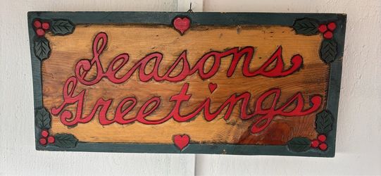 Seasons Greetings Wooden Holiday Sign