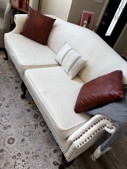 Linen Cover Antique Sofa - 76in Wide
