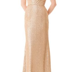 Bari Jay Rose Gold Sequin Formal Dress