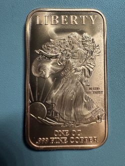 1 oz .999 Fine COPPER Walking Liberty Bullion Bar – Eagle Reverse