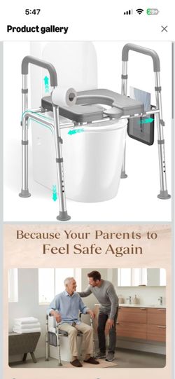 HOMEAL Raised Toilet Seat Riser with Handles for Seniors, 450LBS Heavy-Duty 3in1 Commode Chair for Disabled & Patients with Reinforced Frame & Protect