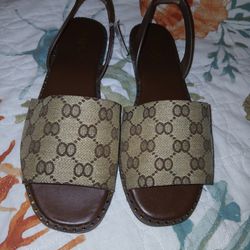 Khaki Pattern Strap Sandals