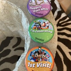 LOT OF DISNEY BUTTONS From Disneyland: 1st Visit, I'm Celebrating, Happily Ever 