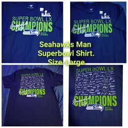 Mans Seahawks Superbowl Shirt Size-L