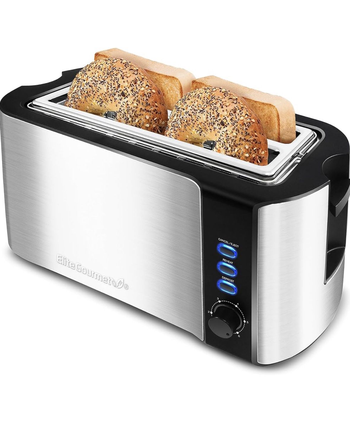 Elite Gourmet ECT-3100 4-Slice Long Slot Toaster | Extra Wide Slots for ...