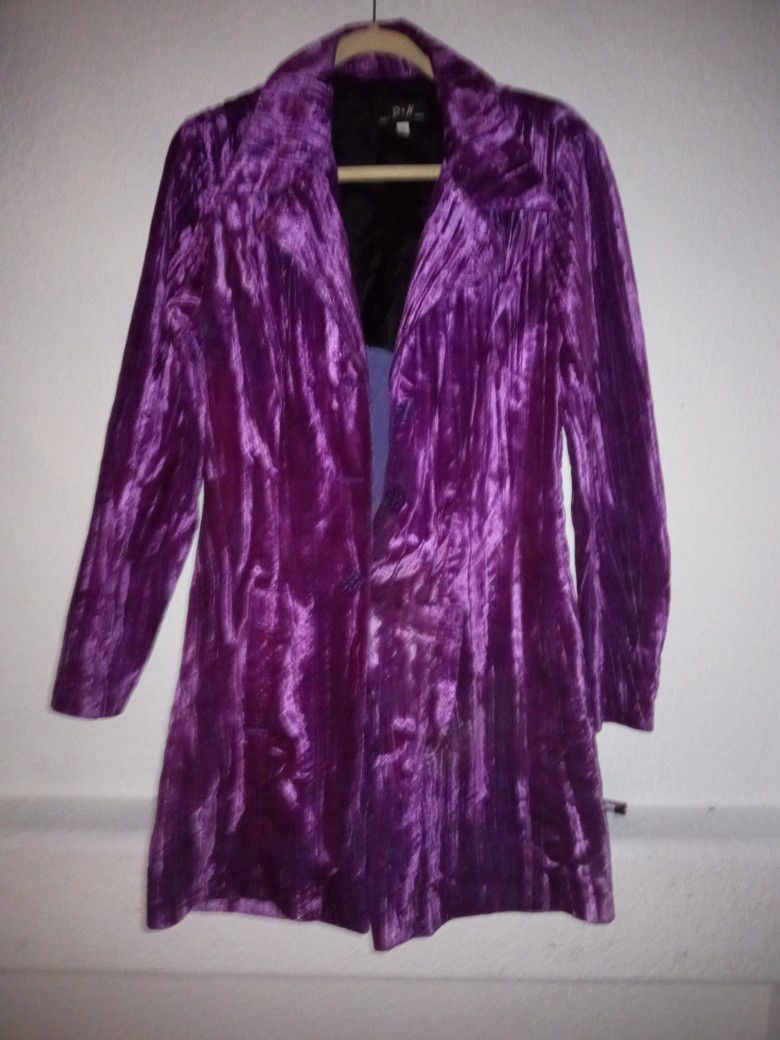 Fantastic Retro Prince Purple Rain Crushed Velvet Jacket Size Medium Unique!