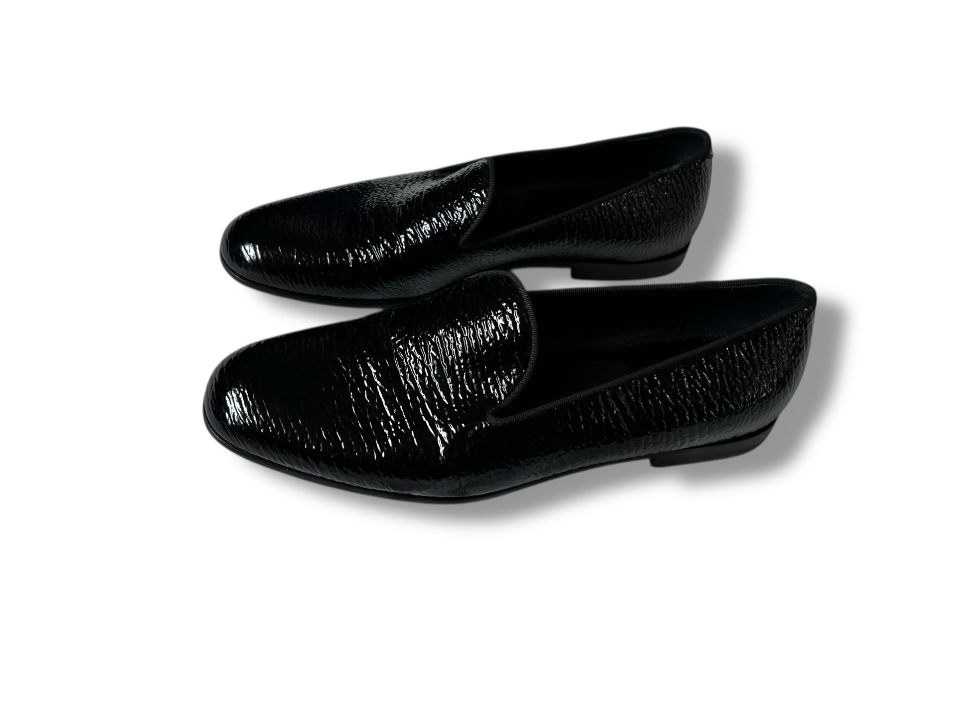 GIORGIO ARMANI Size 11 Black Textured Leather Slip On Loafers Giorgio Armani Men main image 4