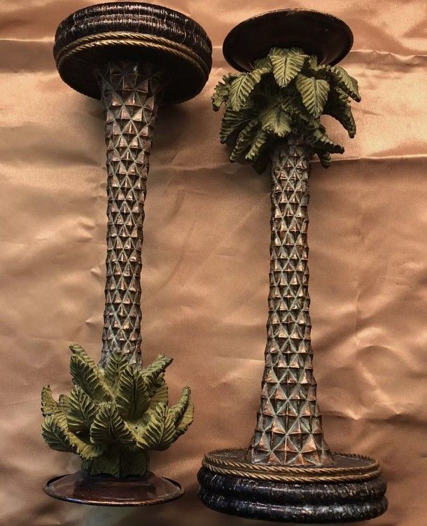 Bill Blass Palm Tree Candle Holders Set Of 2