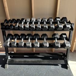 5-50lbs Dumbbells w/Rack 