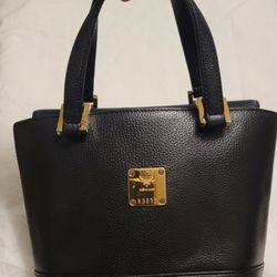 MCM Black All Leather Hand bag 