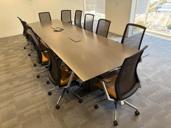 Steelcase 14' x 4' Powered Executive Conference Table