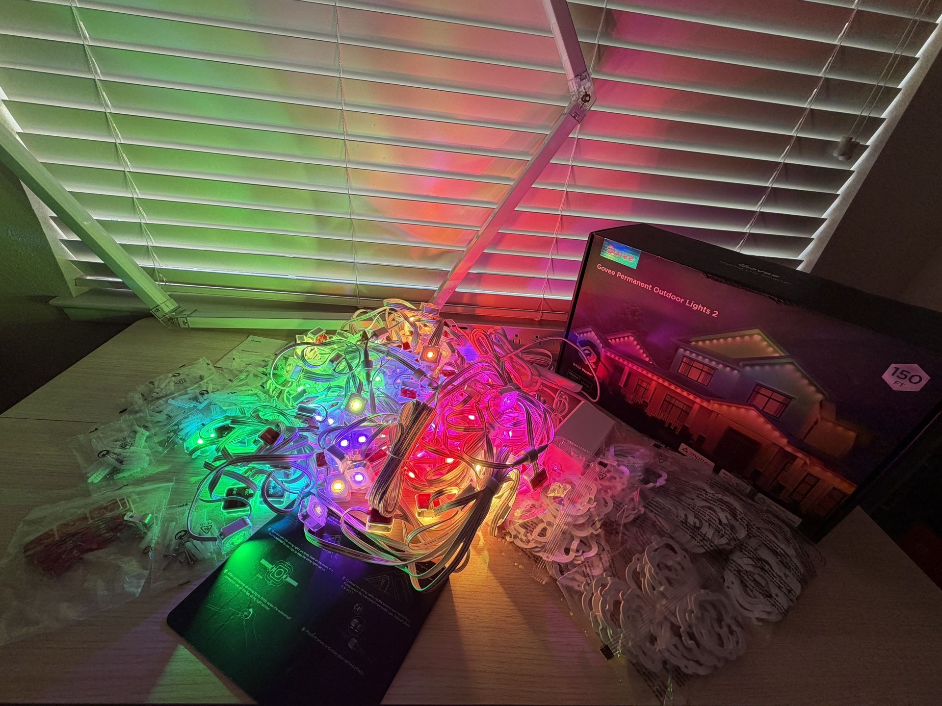 Brand New Govee Permanent Outdoor Lights 2, 150ft RGBIC Outdoor Lights with 108 LED Lights, IP67 Waterproof, 100 Scene Modes with 40lm SKU204-S1