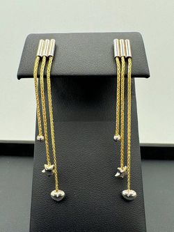 14k solid two tone gold drop dangle heart star earrings