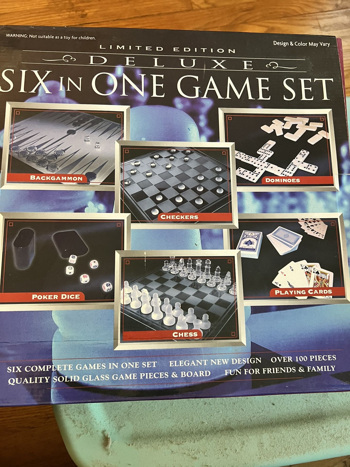 6 In 1  Glass Game Set With Chess And Checkers 