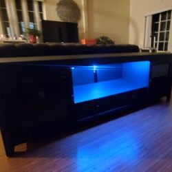 Solid Wood Black TV Stand 