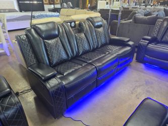 Leather Power Sofa and Loveseat NEW