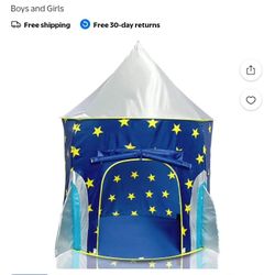 Pop Up Kids Tent - Spaceship Rocket Indoor Playhouse Tent for Boys and Girls