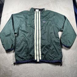 Vintage 90's Adidas Men’s XL Tall 3 Stripes Green Windbreaker Jacket Y2K#1234