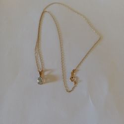 14 KT Gold Blue Topaz Necklace Pendant
