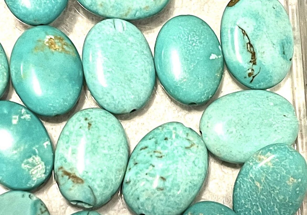 1 Strand Of 17x15mm Oval Turquoise Beads