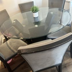 Modern Glass Dining Table Set – 6 Chairs