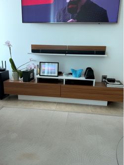 Modern  TV Console & Wall Shelf Set – Excellent Condition