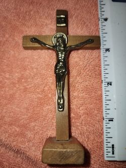 Roman catholic standing wooden Crucifix