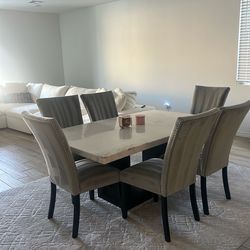 Marble dinner table Set for 6