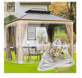 AHWEKR Clear Tarps Heavy Duty PVC Vinyl 14 Mil Thick Tarpaulin, Glass Tarpaulin with Metal Grommets, Protects Against Water,Cold Weather Resistan for